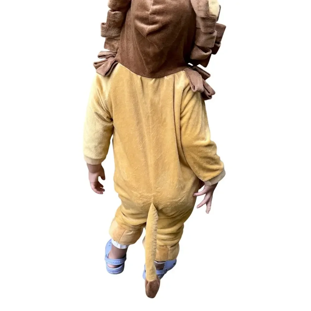 Lion Halloween Costume One Piece Zip-up With Hood Tail Size 12-24 Months
